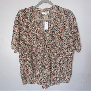 Lou & Grey Marled V Neck Short Sleeve Sweater